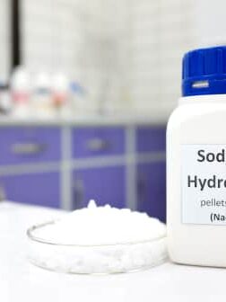 sodium hydroxide in petri dish